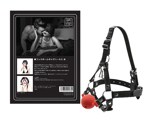 鼻フックボールギャグハーネス　赤